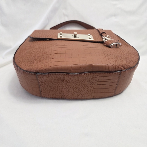 Guess Croc Embossed Brown Satchel - Picture 6 of 14